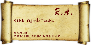 Rikk Ajnácska névjegykártya